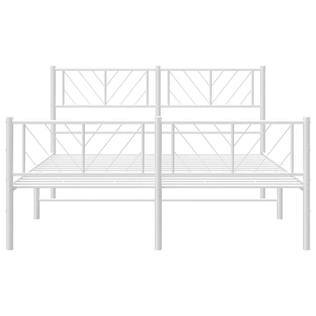 Metal Bed Frame without Mattress with Footboard White 160x200cm