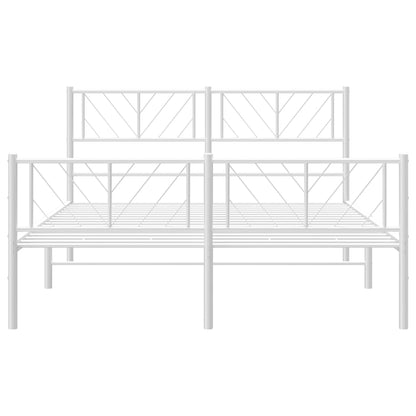 Metal Bed Frame without Mattress with Footboard White 160x200cm