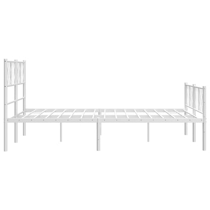 Metal Bed Frame without Mattress with Footboard White 160x200cm