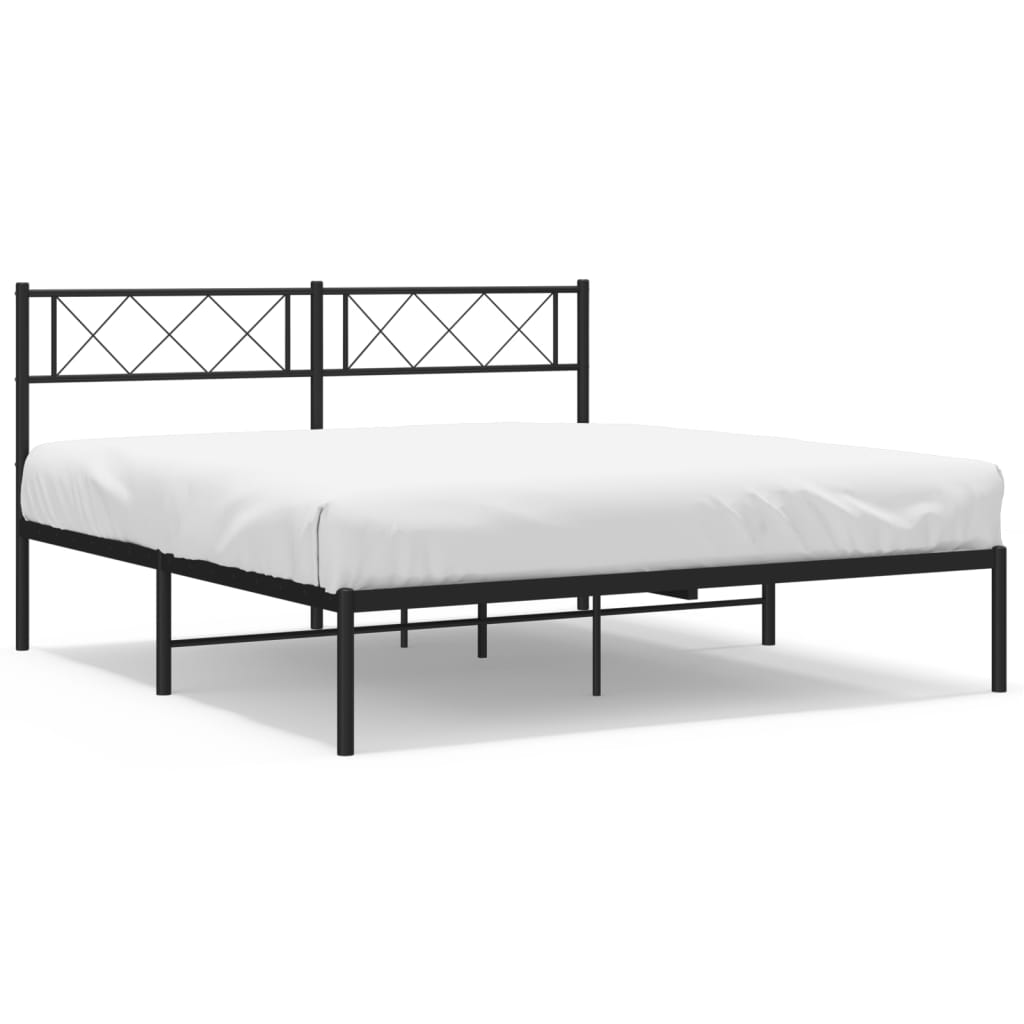 Metal Bed Frame without Mattress with Headboard Black 120x200cm