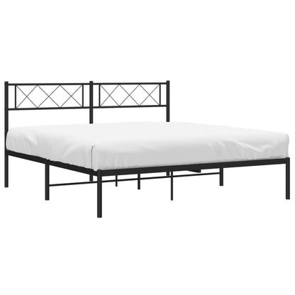 Metal Bed Frame without Mattress with Headboard Black 120x200cm