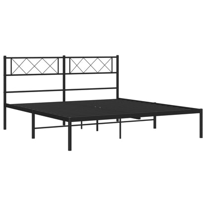 Metal Bed Frame without Mattress with Headboard Black 120x200cm