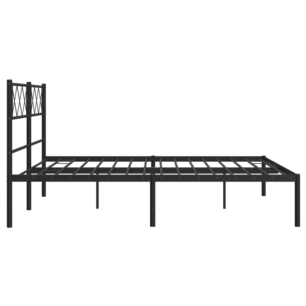 Metal Bed Frame without Mattress with Headboard Black 120x200cm