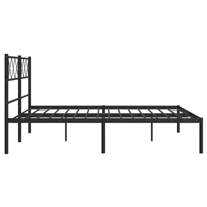 Metal Bed Frame without Mattress with Headboard Black 120x200cm