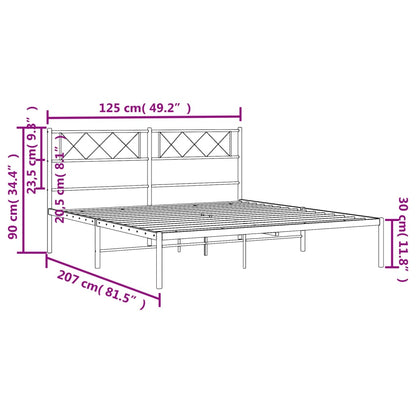 Metal Bed Frame without Mattress with Headboard Black 120x200cm