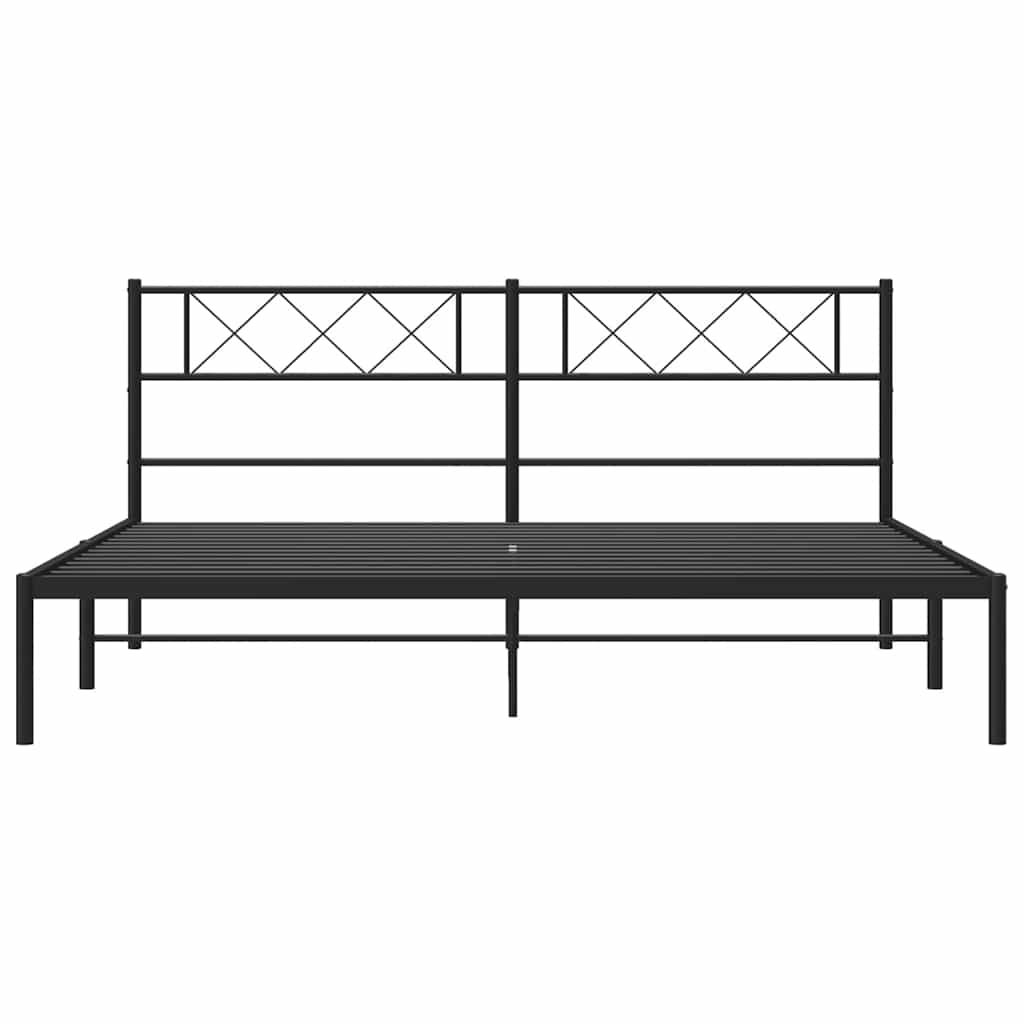 Metal Bed Frame without Mattress with Headboard Black 183x213cm
