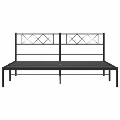 Metal Bed Frame without Mattress with Headboard Black 183x213cm
