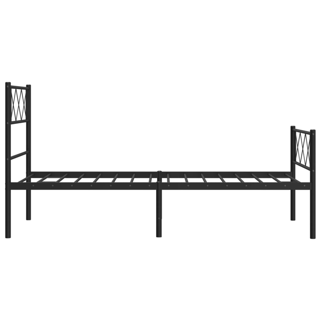 Metal Bed Frame without Mattress with Footboard Black 75x190cm