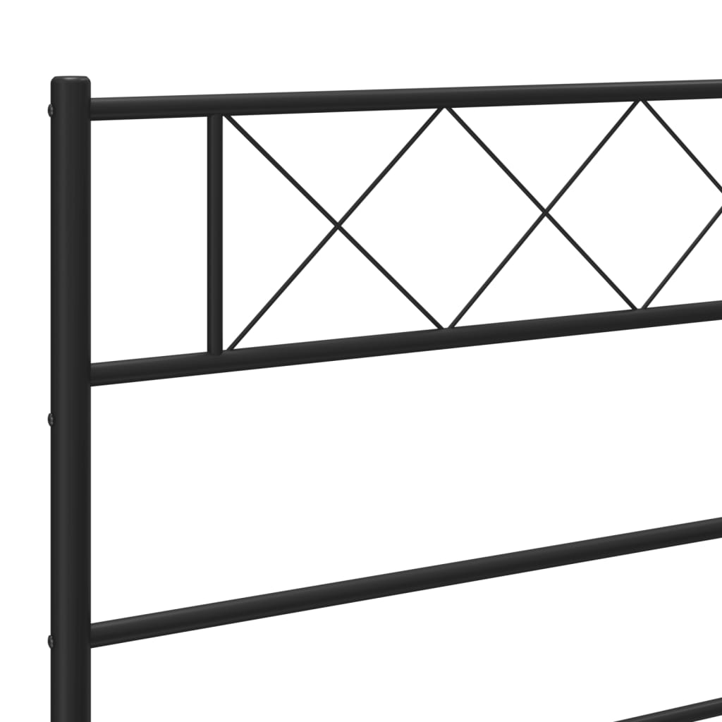 Metal Bed Frame without Mattress with Footboard Black 75x190cm