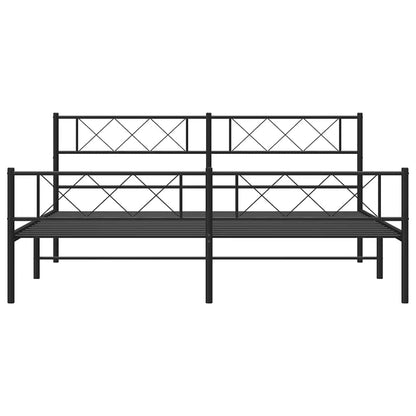 Metal Bed Frame without Mattress with Footboard Black 193x203cm