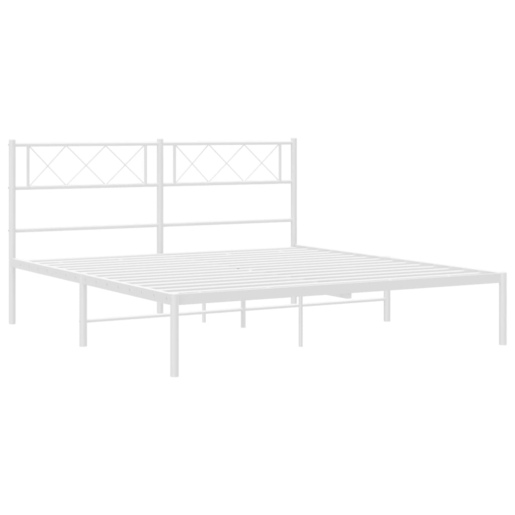 Metal Bed Frame without Mattress with Headboard White 140x200cm