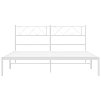 Metal Bed Frame without Mattress with Headboard White 140x200cm