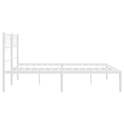 Metal Bed Frame without Mattress with Headboard White 140x200cm