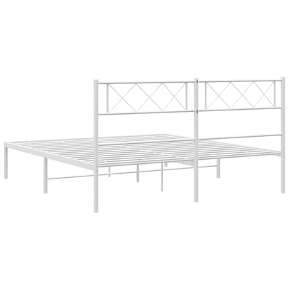 Metal Bed Frame without Mattress with Headboard White 140x200cm