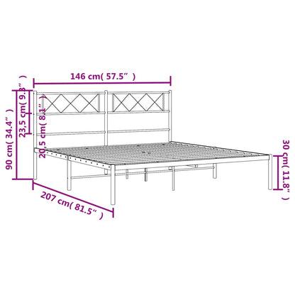 Metal Bed Frame without Mattress with Headboard White 140x200cm