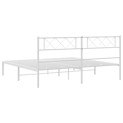Metal Bed Frame without Mattress with Headboard White 183x213cm