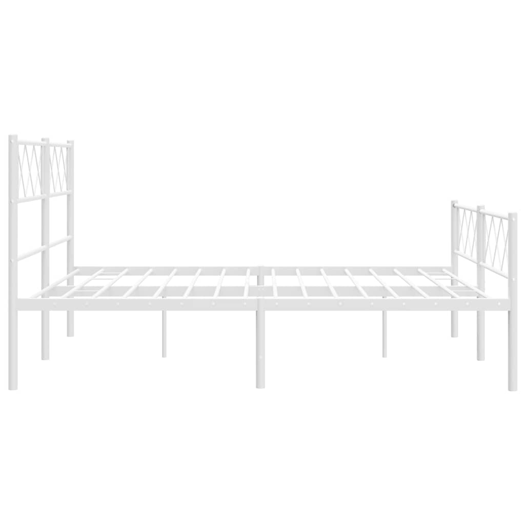 Metal Bed Frame without Mattress with Footboard White 135x190cm