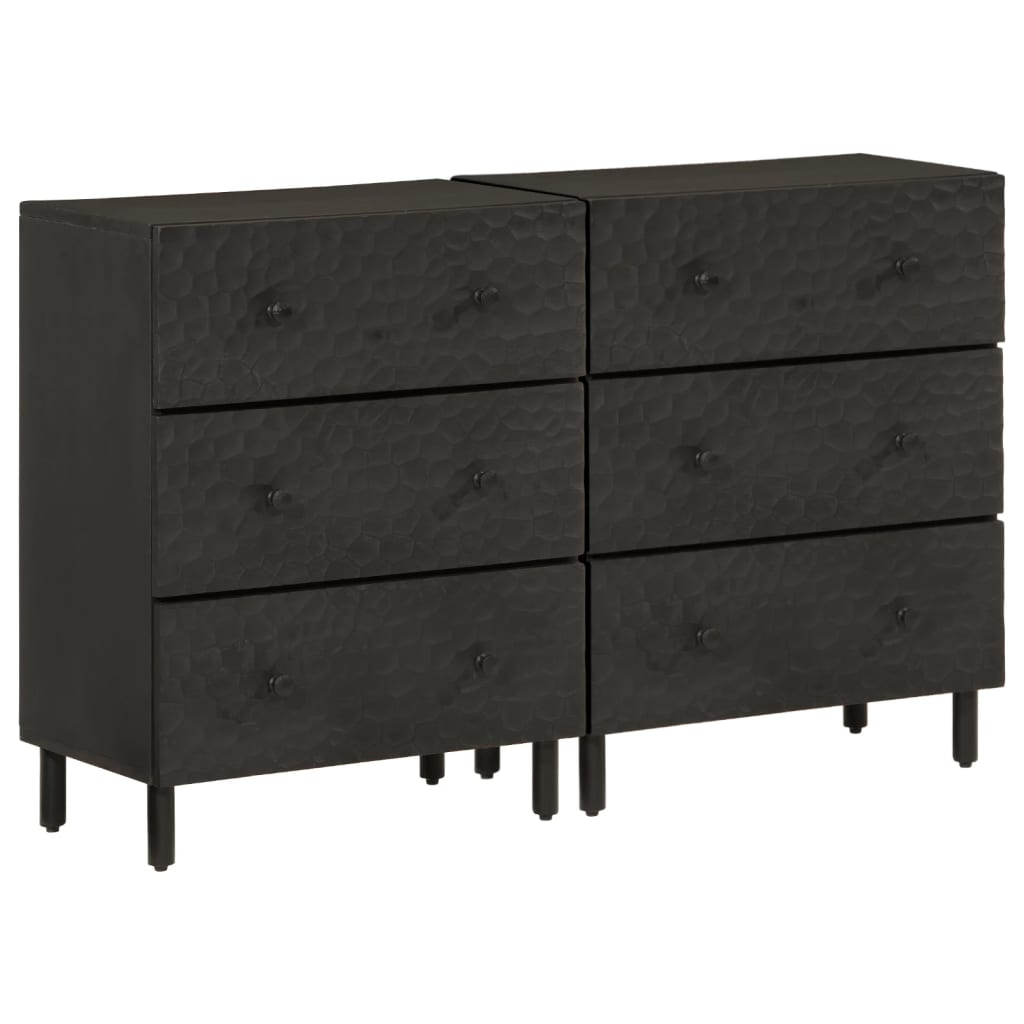 Side Cabinets 2 pcs Black 60x33x75 cm Solid Wood Mango