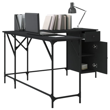 Desk Black 141x141x75 cm Engineered Wood