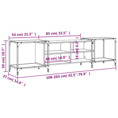 TV Cabinet Smoked Oak 203x37x50 cm Engineered Wood