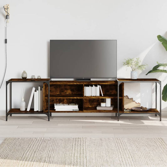 TV Cabinet Smoked Oak 203x37x50 cm Engineered Wood