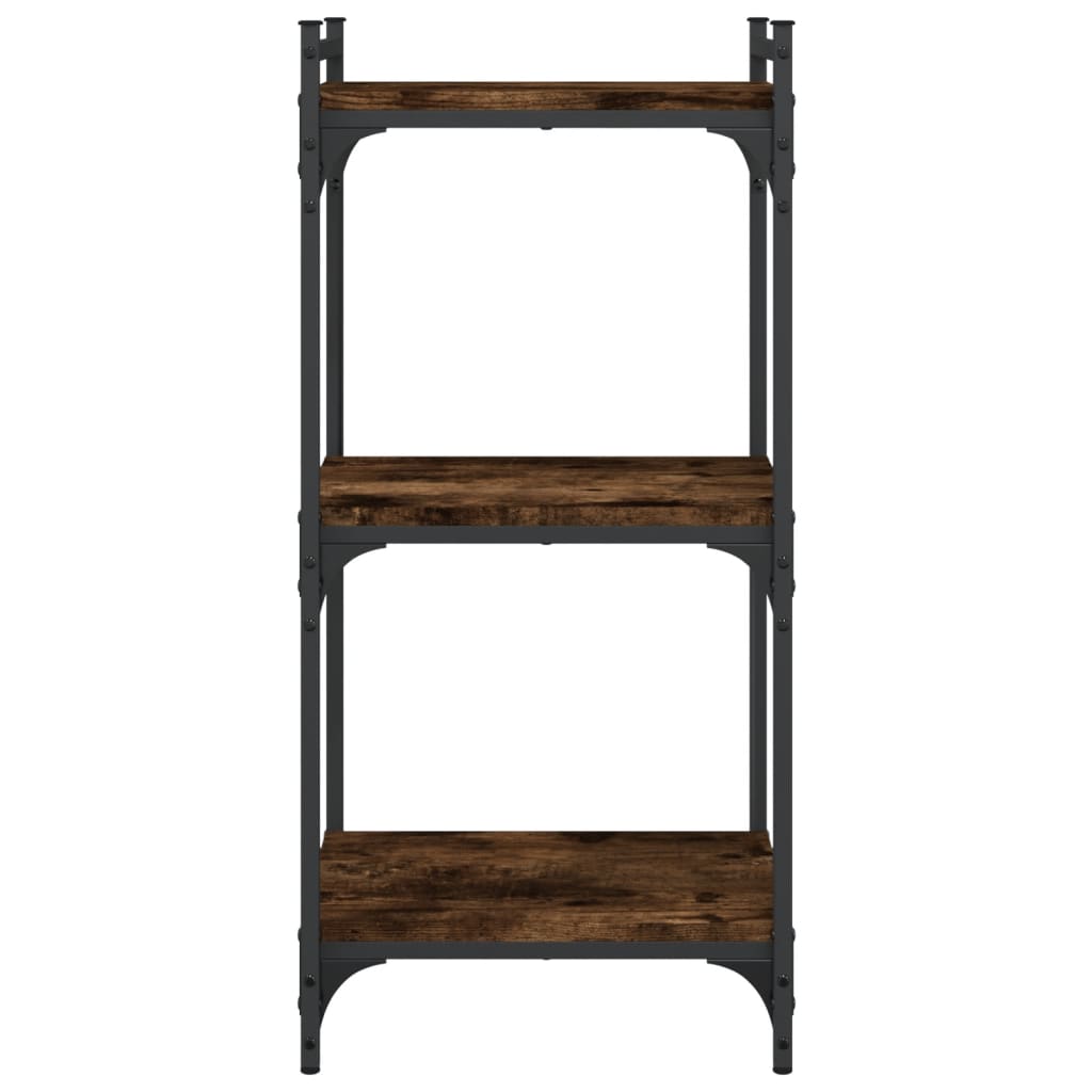 Bookcase 3-Tier Smoked Oak 40x30x86 cm Engineered Wood