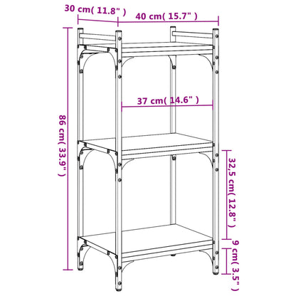 Bookcase 3-Tier Smoked Oak 40x30x86 cm Engineered Wood