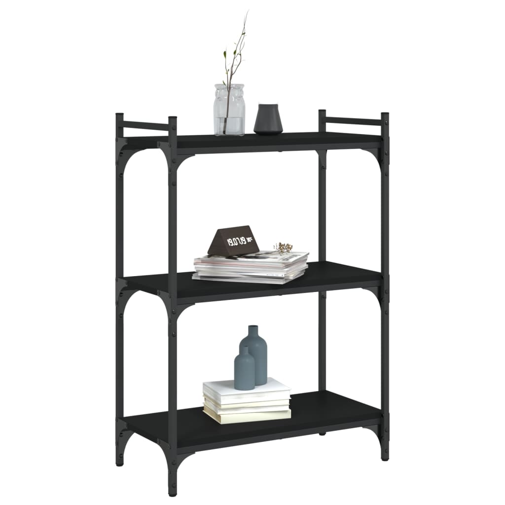 Bookcase 3-Tier Black 60x30x86 cm Engineered Wood