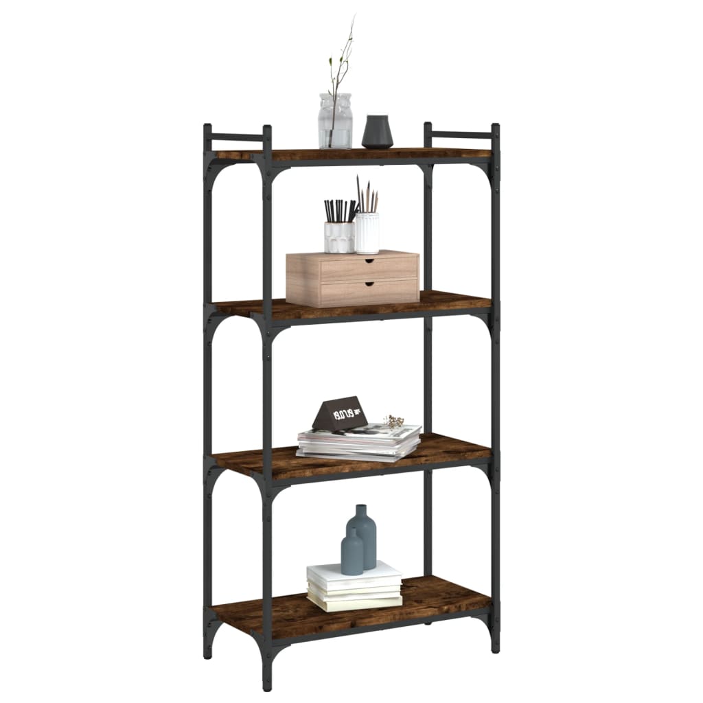 Bookcase 4-Tier Smoked Oak 60x30x120 cm Engineered Wood