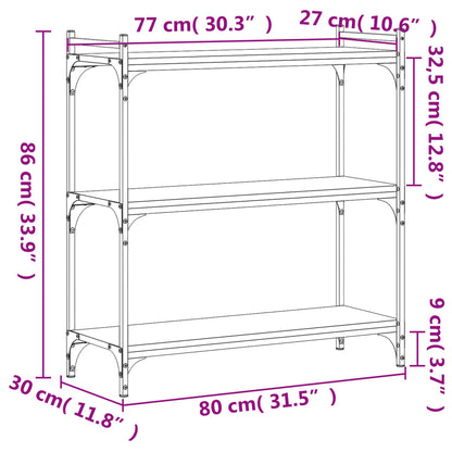 Bookcase 3-Tier Sonoma Oak 80x30x86 cm Engineered Wood