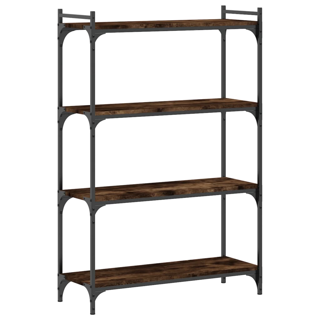 Bookcase 4-Tier Smoked Oak 80x30x120 cm Engineered Wood