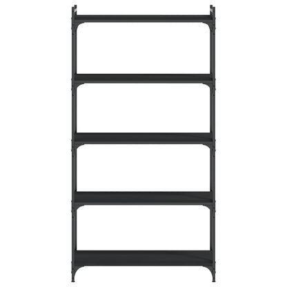 Bookcase 5-Tier Black 80x30x154 cm Engineered Wood