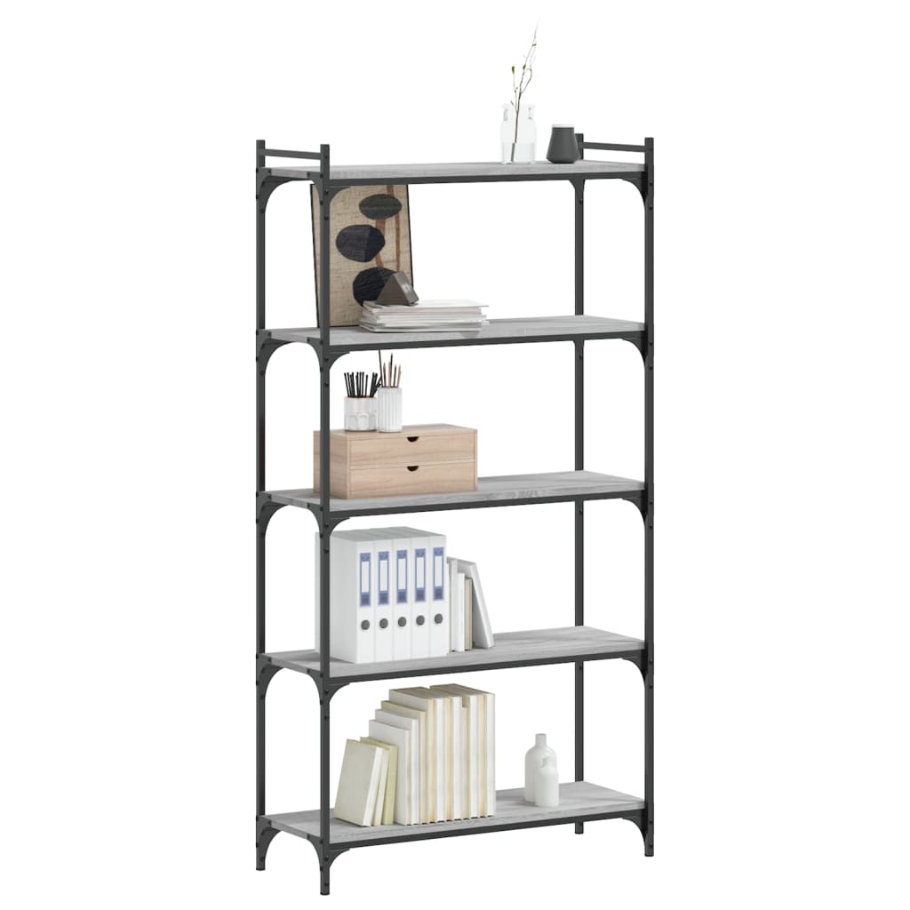 Bookcase 5-Tier Grey Sonoma 80x30x154 cm Engineered Wood