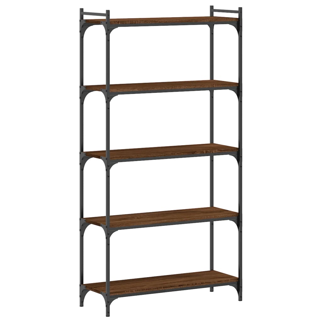 Bookcase 5-Tier Brown Oak 80x30x154 cm Engineered Wood