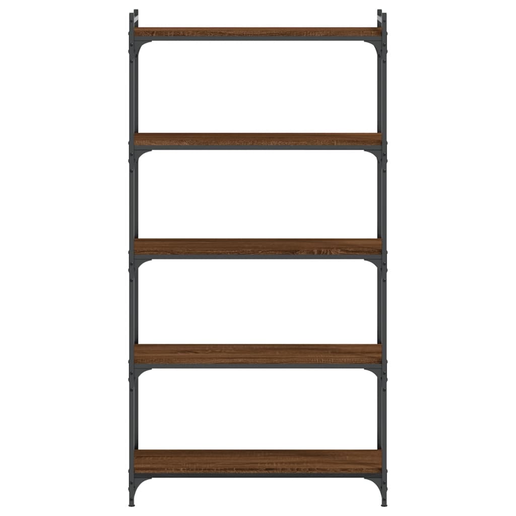 Bookcase 5-Tier Brown Oak 80x30x154 cm Engineered Wood