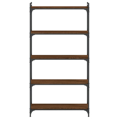 Bookcase 5-Tier Brown Oak 80x30x154 cm Engineered Wood