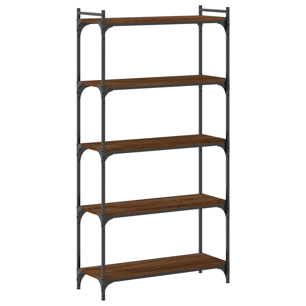 Bookcase 5-Tier Brown Oak 80x30x154 cm Engineered Wood