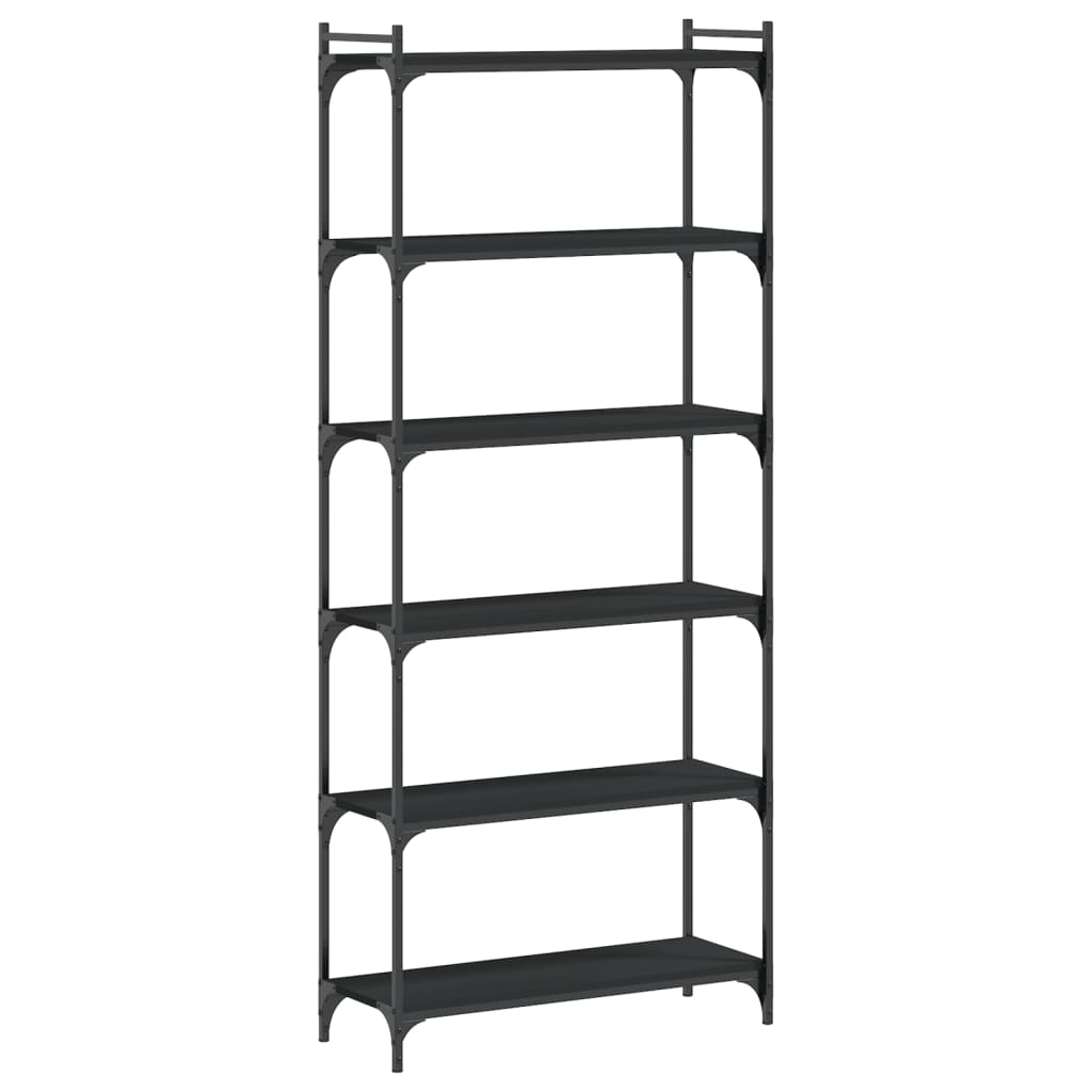 Bookcase 6-Tier Black 80x30x188 cm Engineered Wood