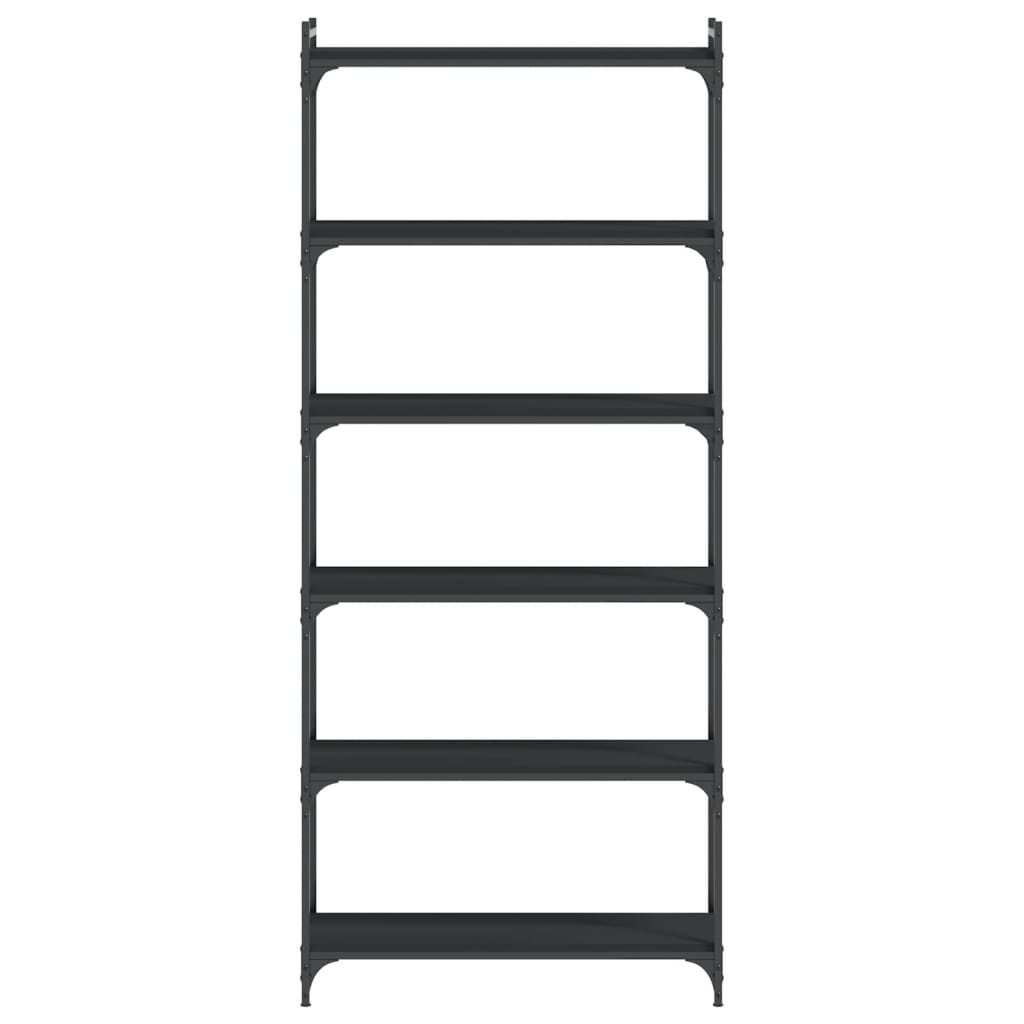 Bookcase 6-Tier Black 80x30x188 cm Engineered Wood