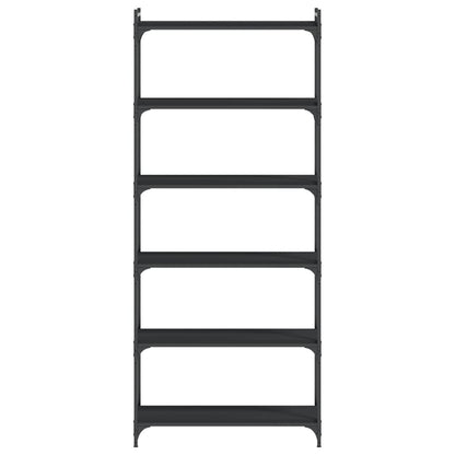 Bookcase 6-Tier Black 80x30x188 cm Engineered Wood