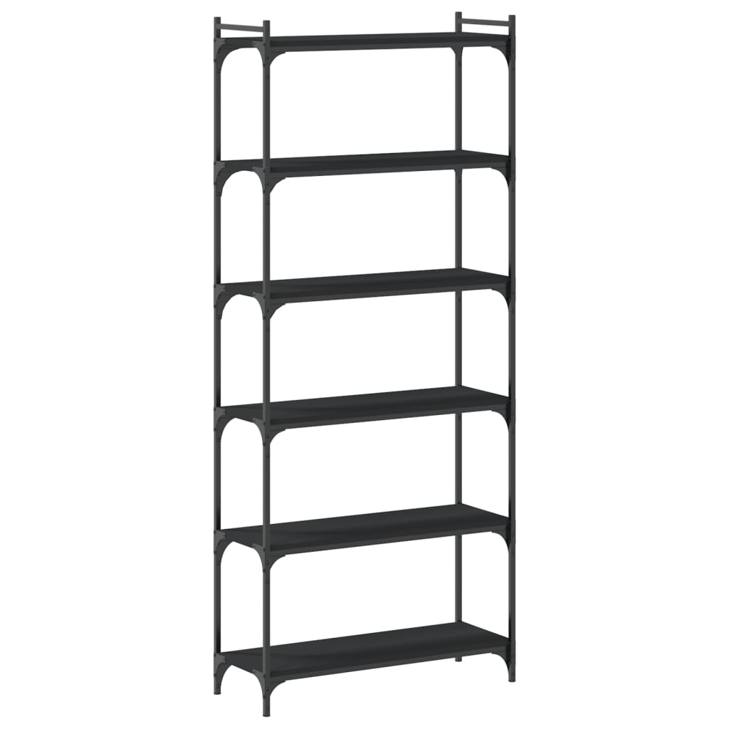 Bookcase 6-Tier Black 80x30x188 cm Engineered Wood