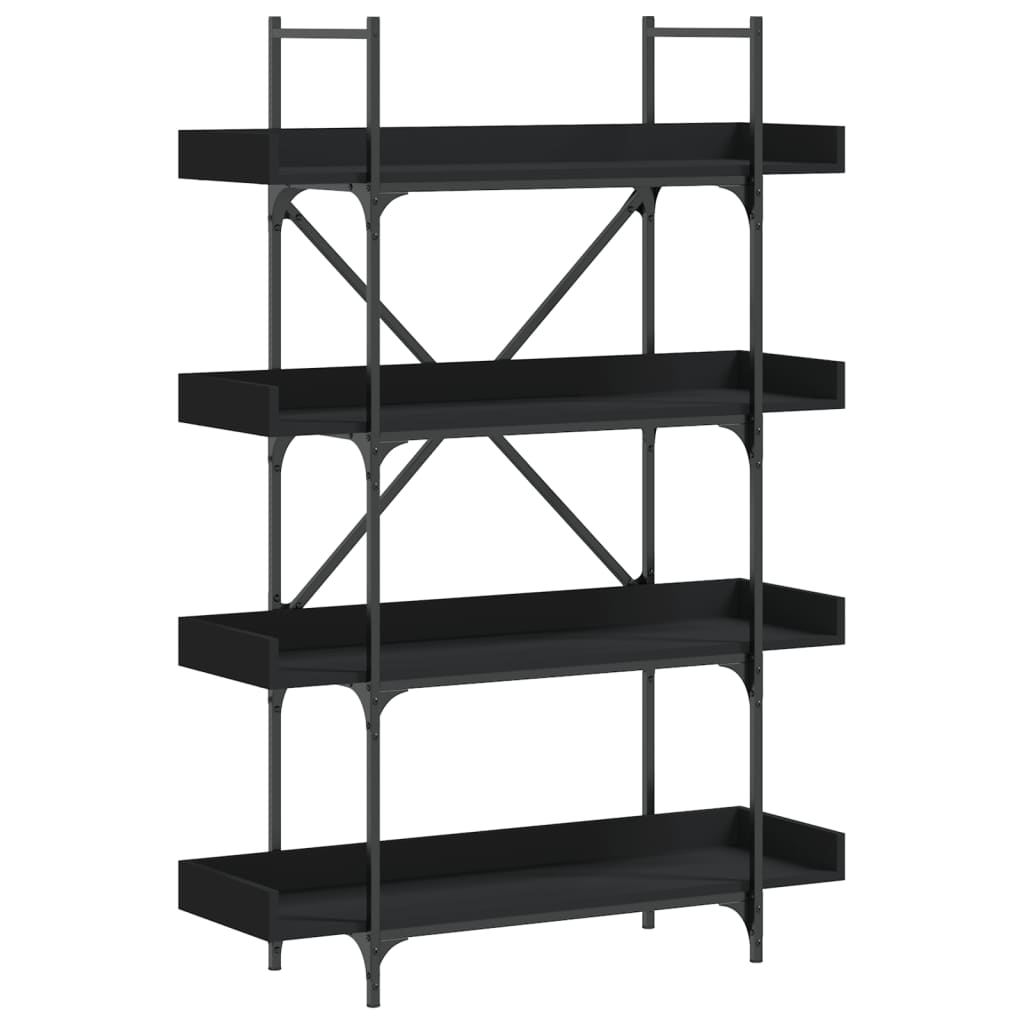 Bookcase 4-Tier Black 100x33x145.5 cm Engineered Wood