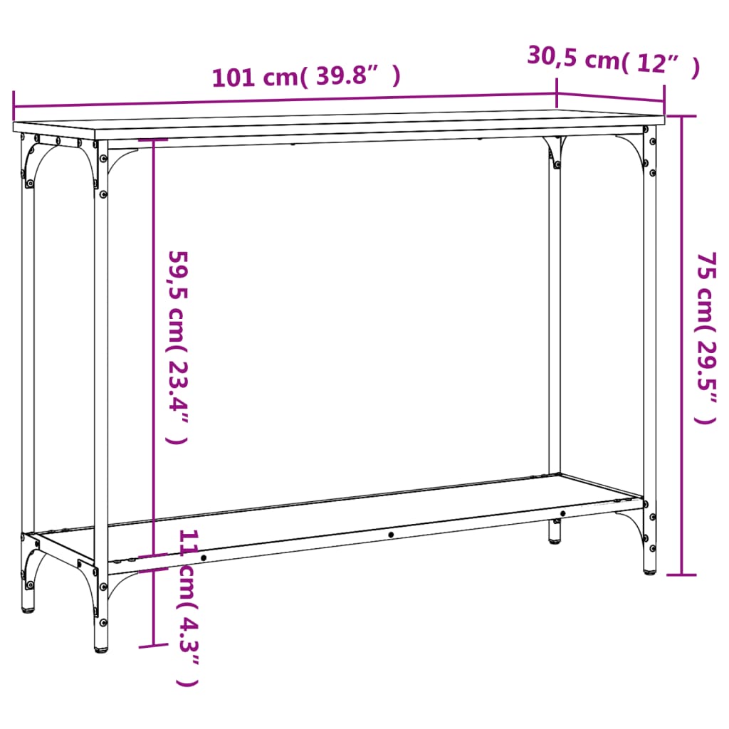 Console Table Sonoma Oak 101x30.5x75 cm Engineered Wood