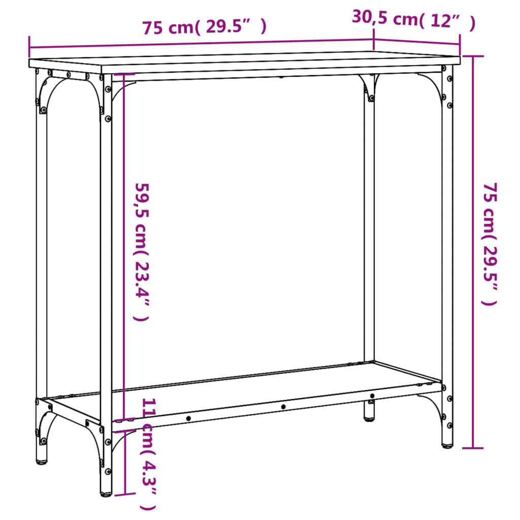 Console Table Sonoma Oak 75x30.5x75 cm Engineered Wood