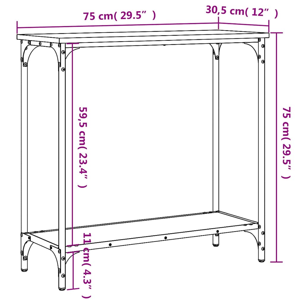Console Table Brown Oak 75x30.5x75 cm Engineered Wood