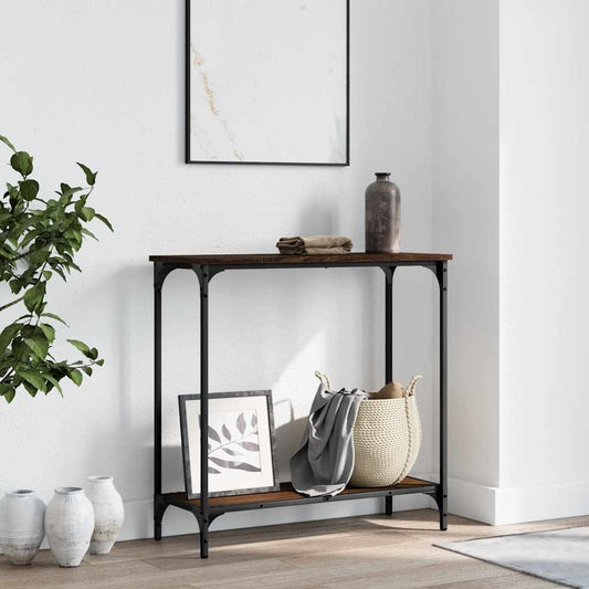 Console Table Brown Oak 75x30.5x75 cm Engineered Wood