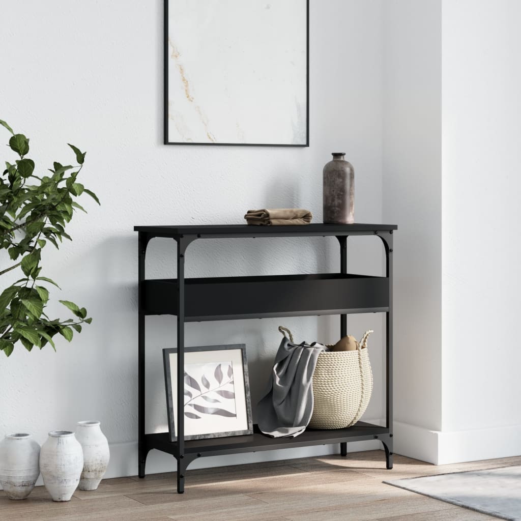 Console Table with Shelf Black 75x29x75cm Engineered Wood