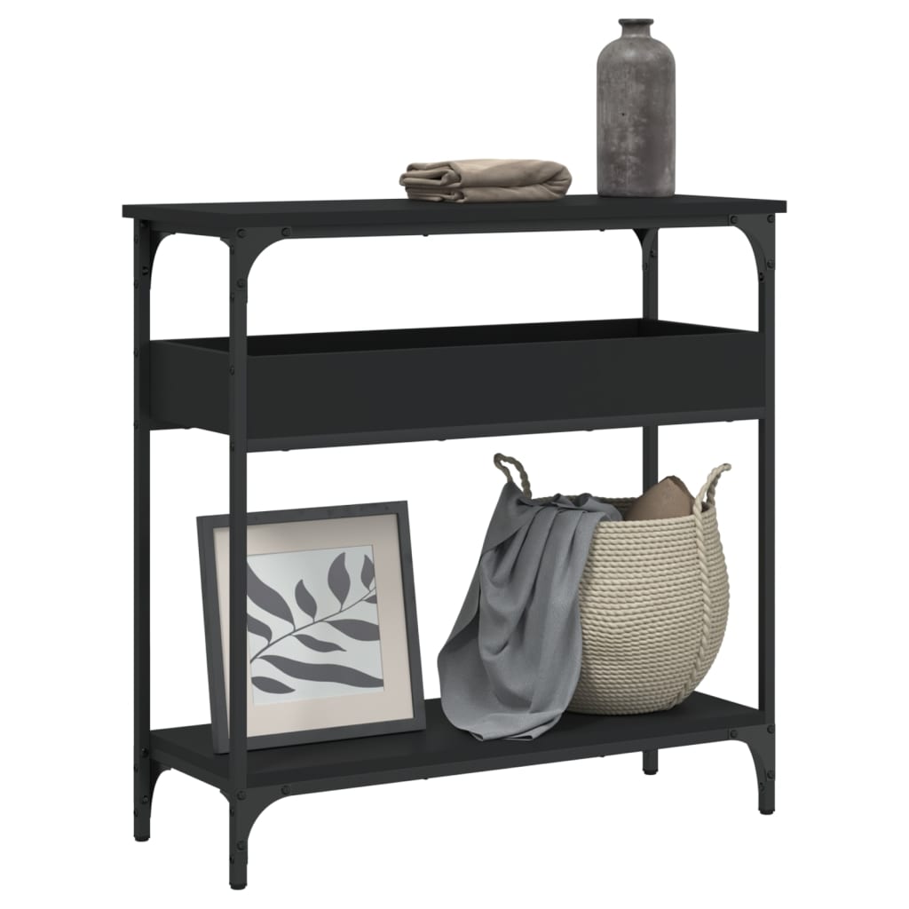 Console Table with Shelf Black 75x29x75cm Engineered Wood