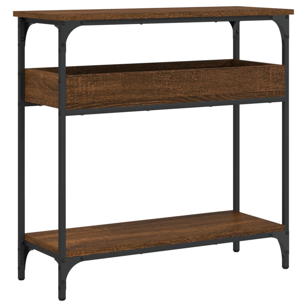 Console Table with Shelf Brown Oak 75x29x75cm Engineered Wood