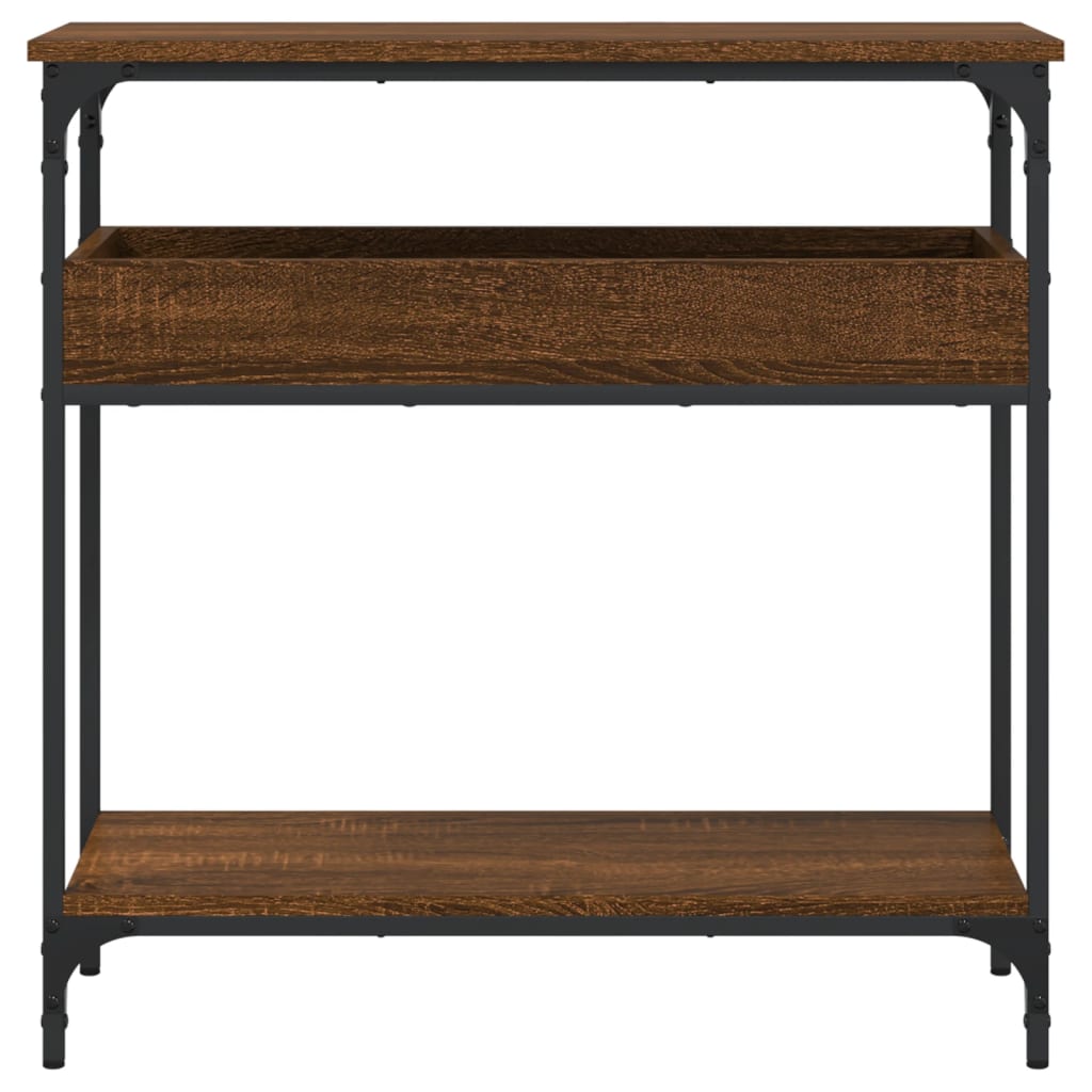 Console Table with Shelf Brown Oak 75x29x75cm Engineered Wood